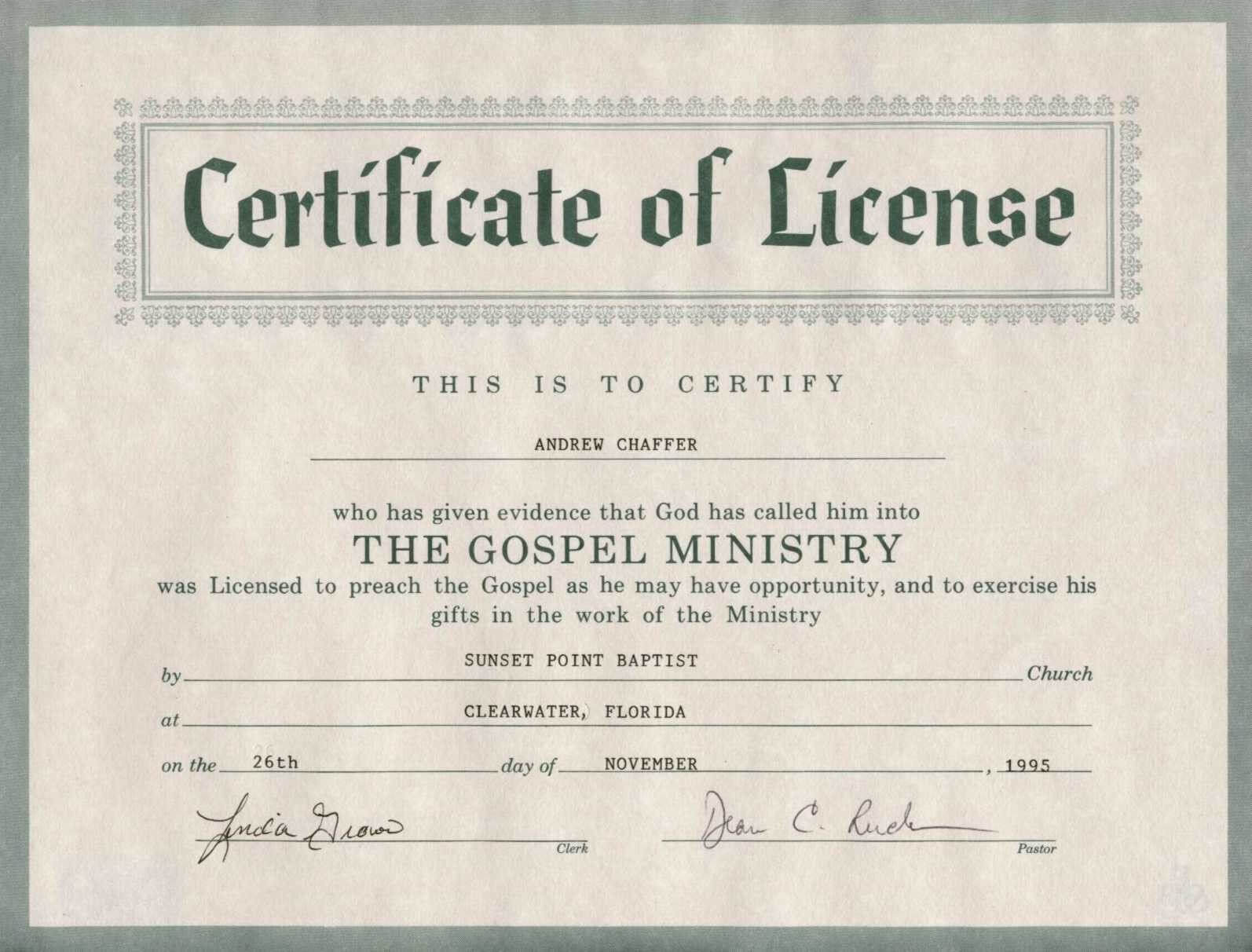 Certificate Of Ordination For Deaconess Example Throughout Ordination Certificate Templates