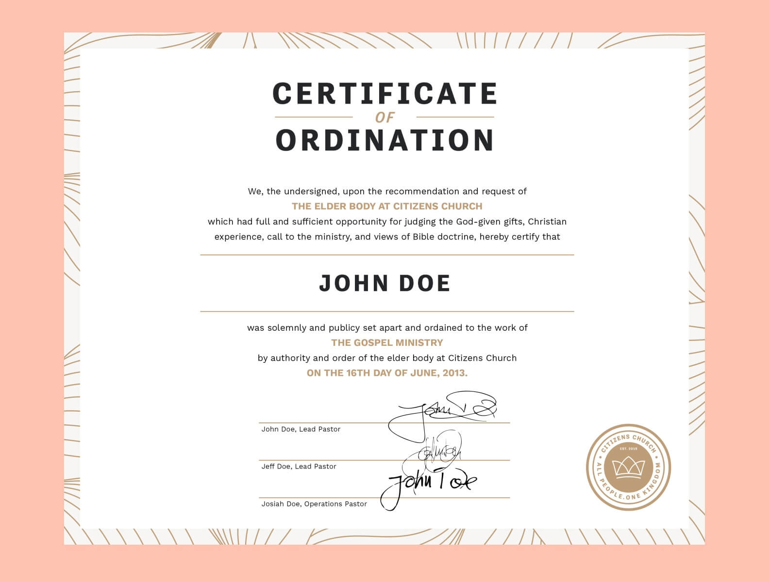 Certificate Of Ordinationeric Boggs On Dribbble Pertaining To Certificate Of Ordination Template