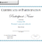 Certificate Of Participation Sample Free Download For Certificate Of Participation Template Pdf
