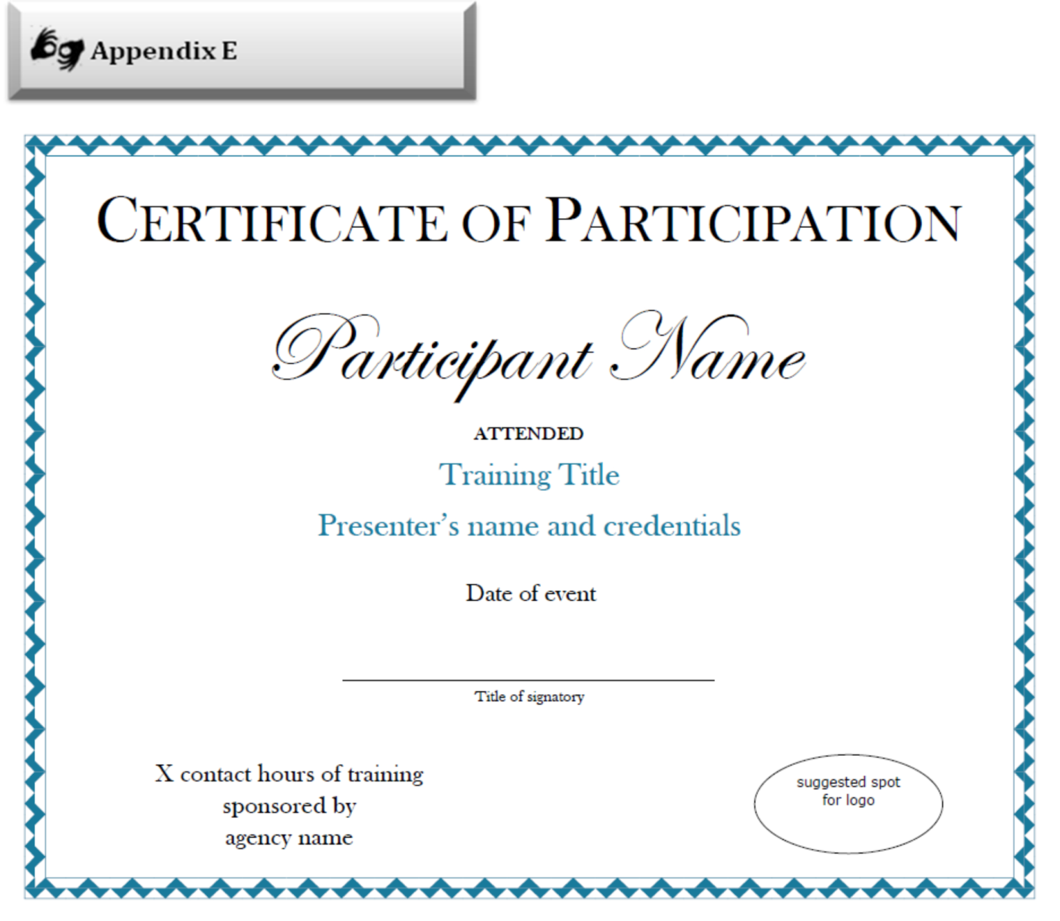 Certificate Of Participation Sample Free Download With Certificate Of