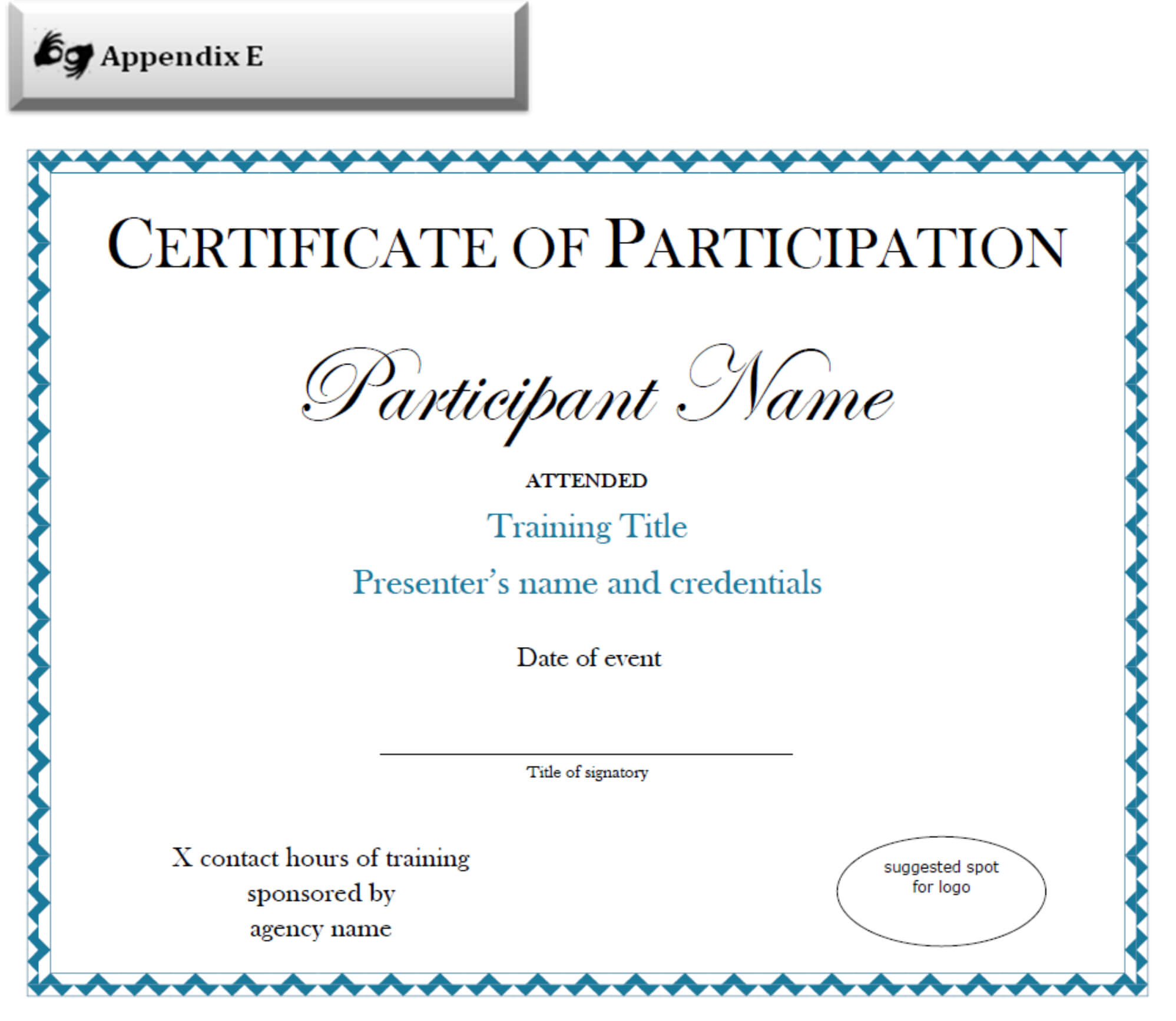 Certificate Of Participation Sample Free Download With Certificate Of Participation In Workshop Template