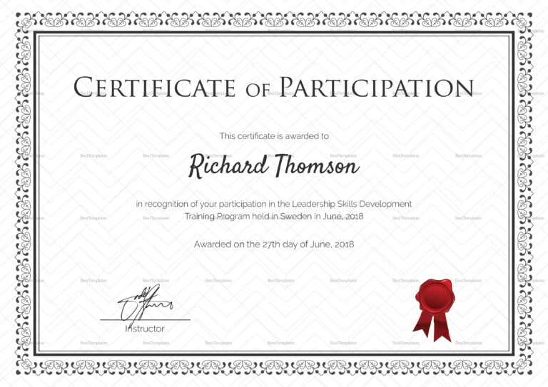 Certificate Of Participation Template Doc