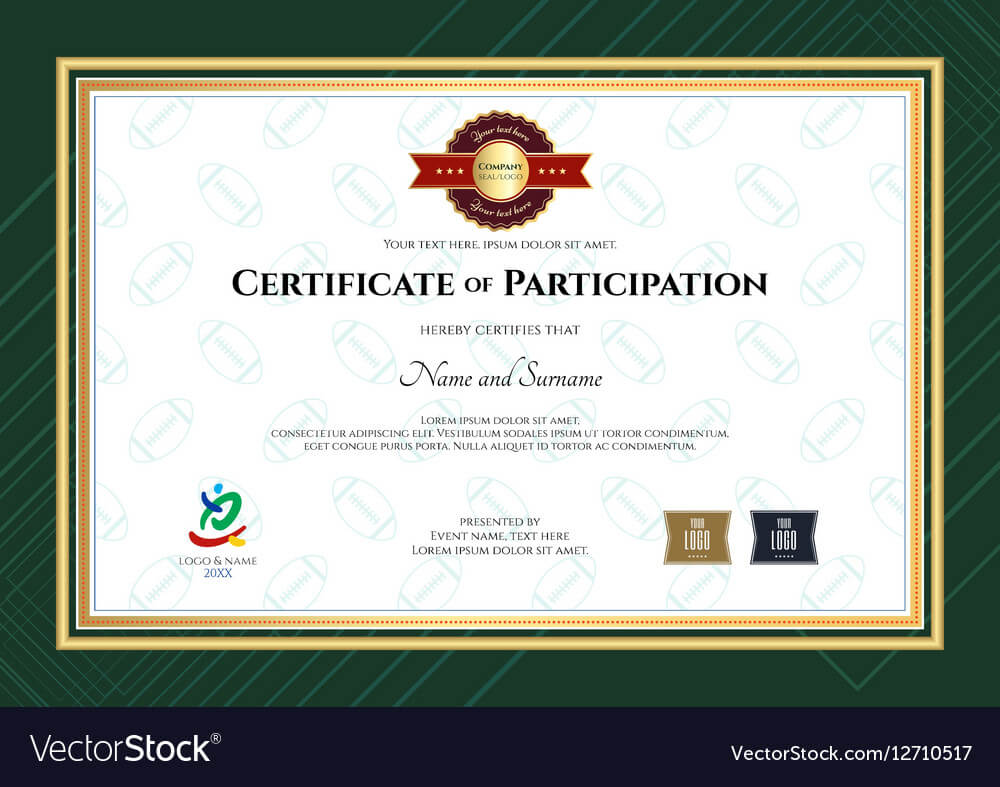 Certificate Of Participation Template In Sport The Throughout Certification Of Participation Free Template