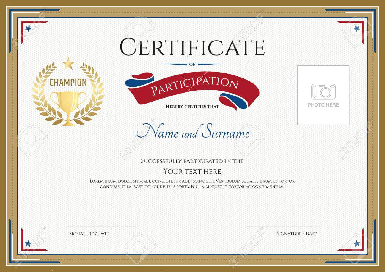 Certificate Of Participation Template With Gold Broder, Gold.. In Certification Of Participation Free Template