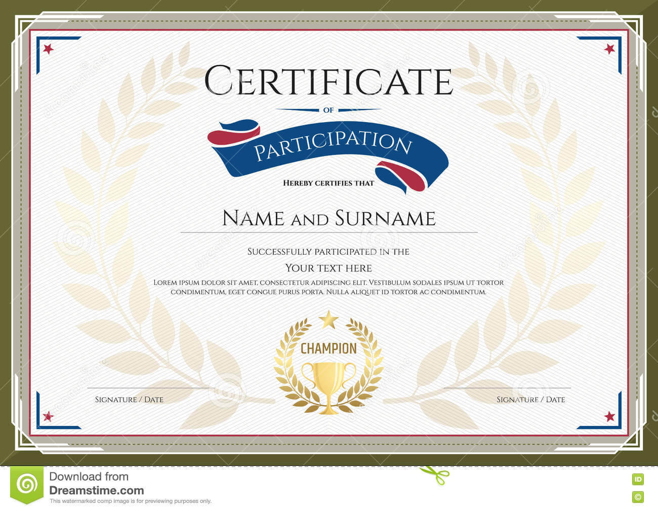 Certificate Of Participation Template With Green Broder Intended For Certification Of Participation Free Template