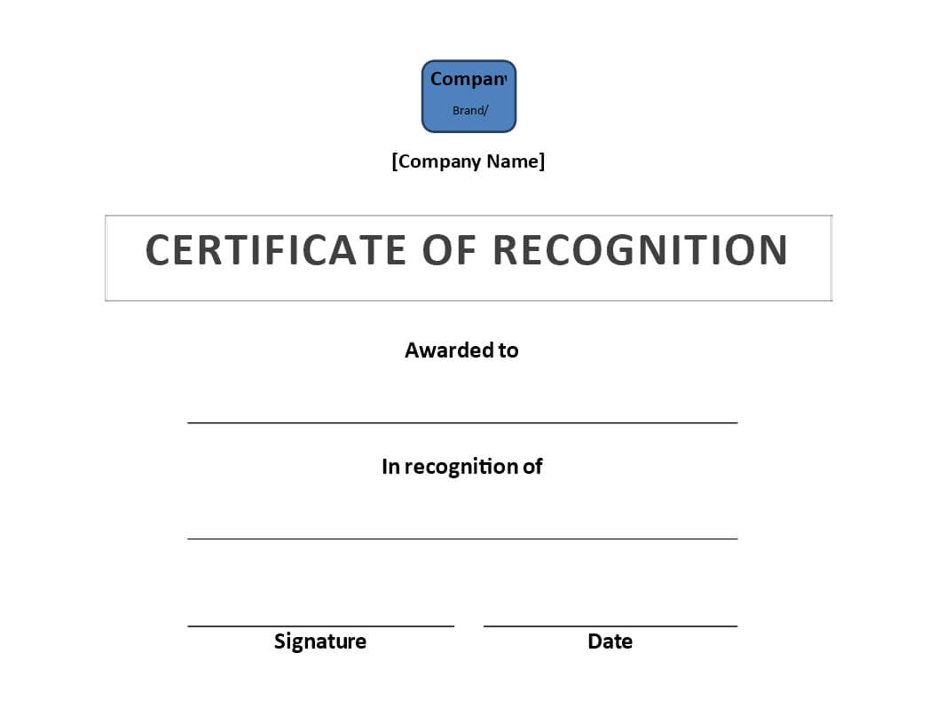 Certificate Of Recognition Template Word | Templates At With ...