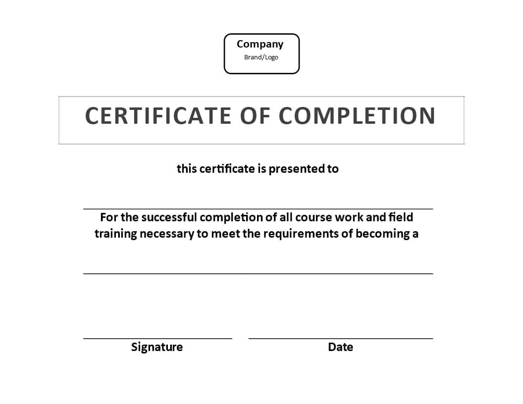 Certificate Of Training Completion Example | Templates At Throughout Certificate Of Appearance Template