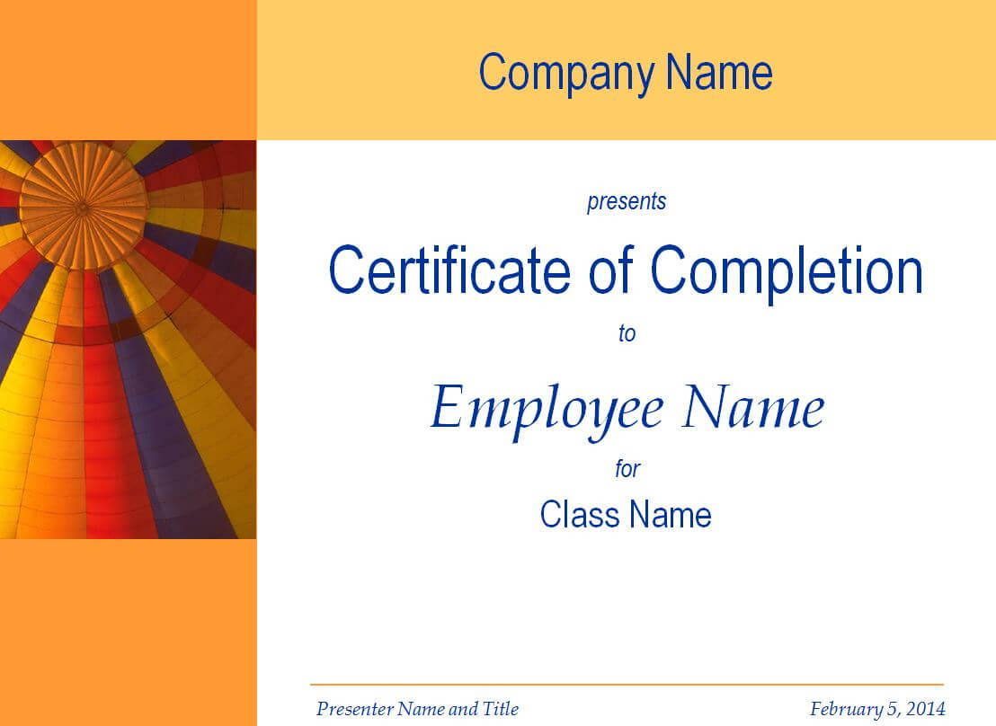 Certificate Of Training Completion Template In Free Training Completion Certificate Templates
