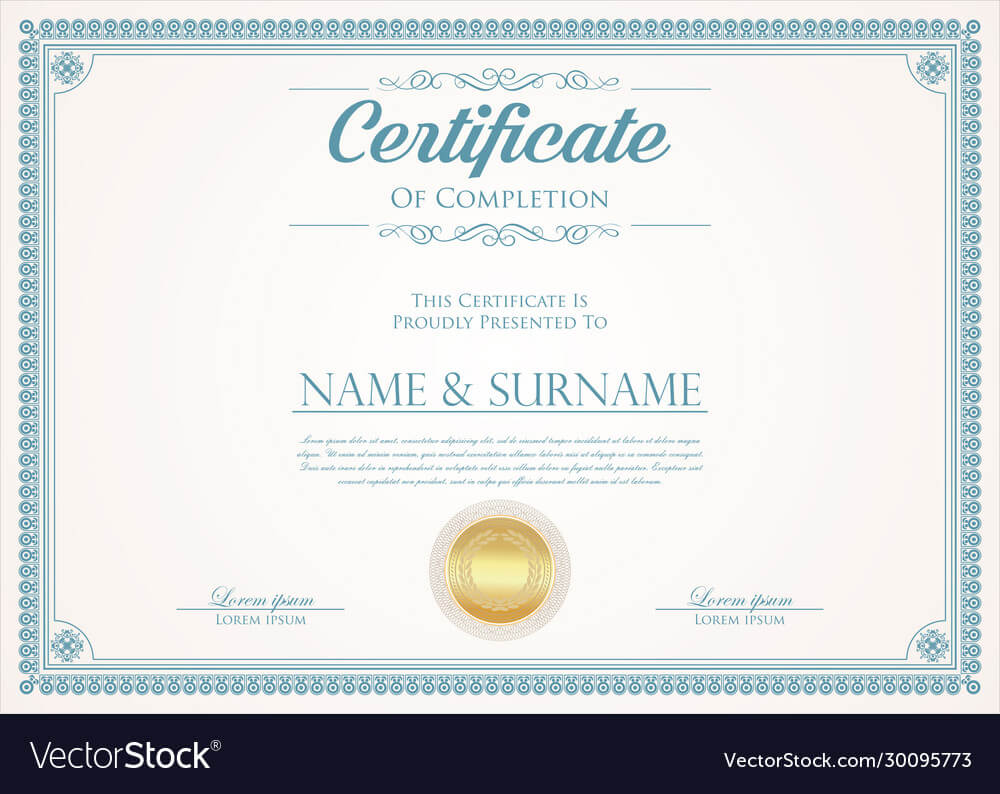 Certificate Or Diploma Retro Design Template 07621 Throughout Pageant Certificate Template