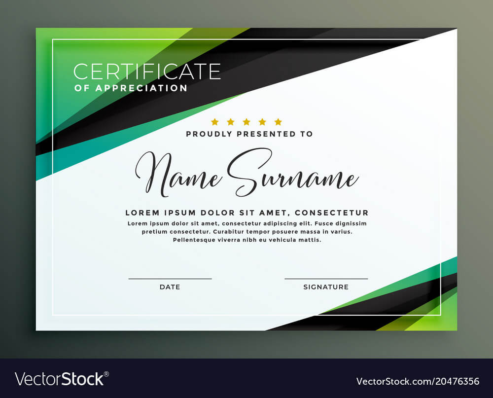Certificate Template Design In Green Black Throughout Design A Certificate Template