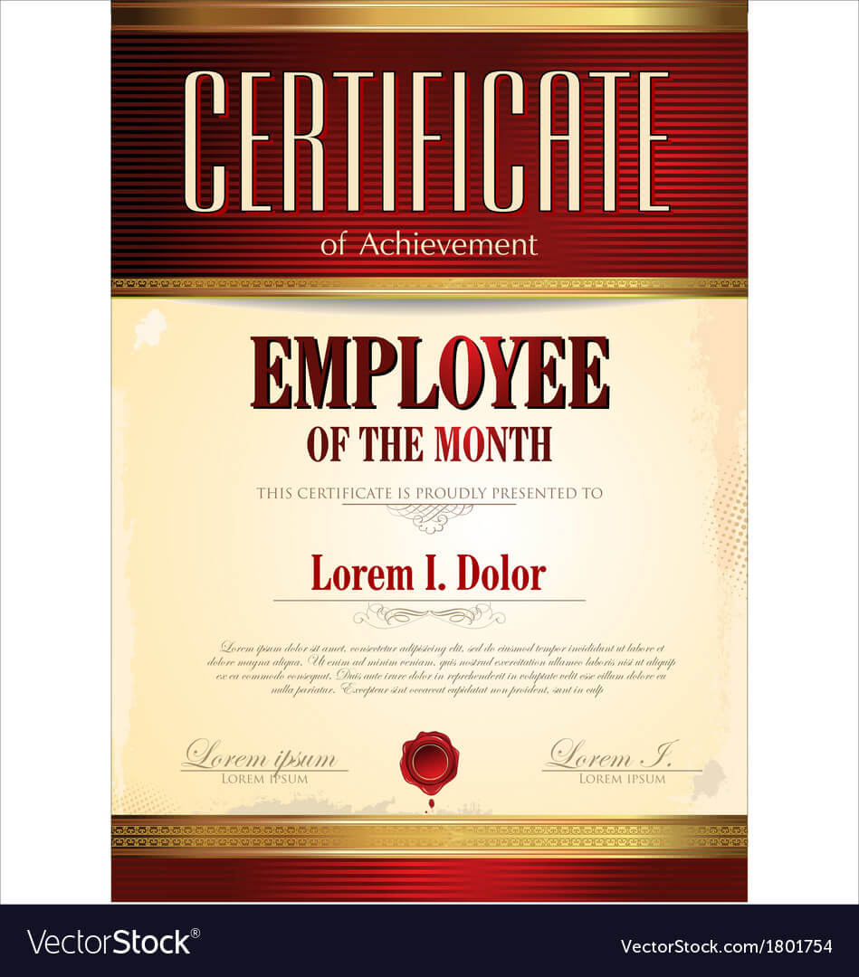 Certificate Template Employee Of The Month Regarding Employee Of The Year Certificate Template Free