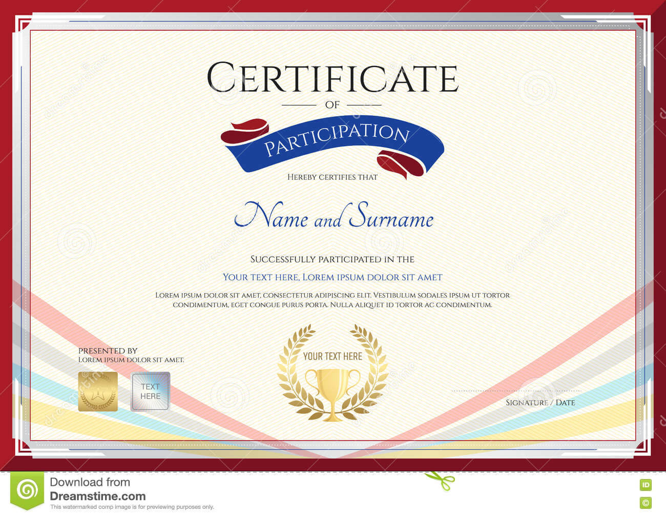 Certificate Template For Achievement, Appreciation Or With Participation Certificate Templates Free Download