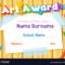 Certificate Template For Art Award With Crayons Pertaining To Free Art Certificate Templates