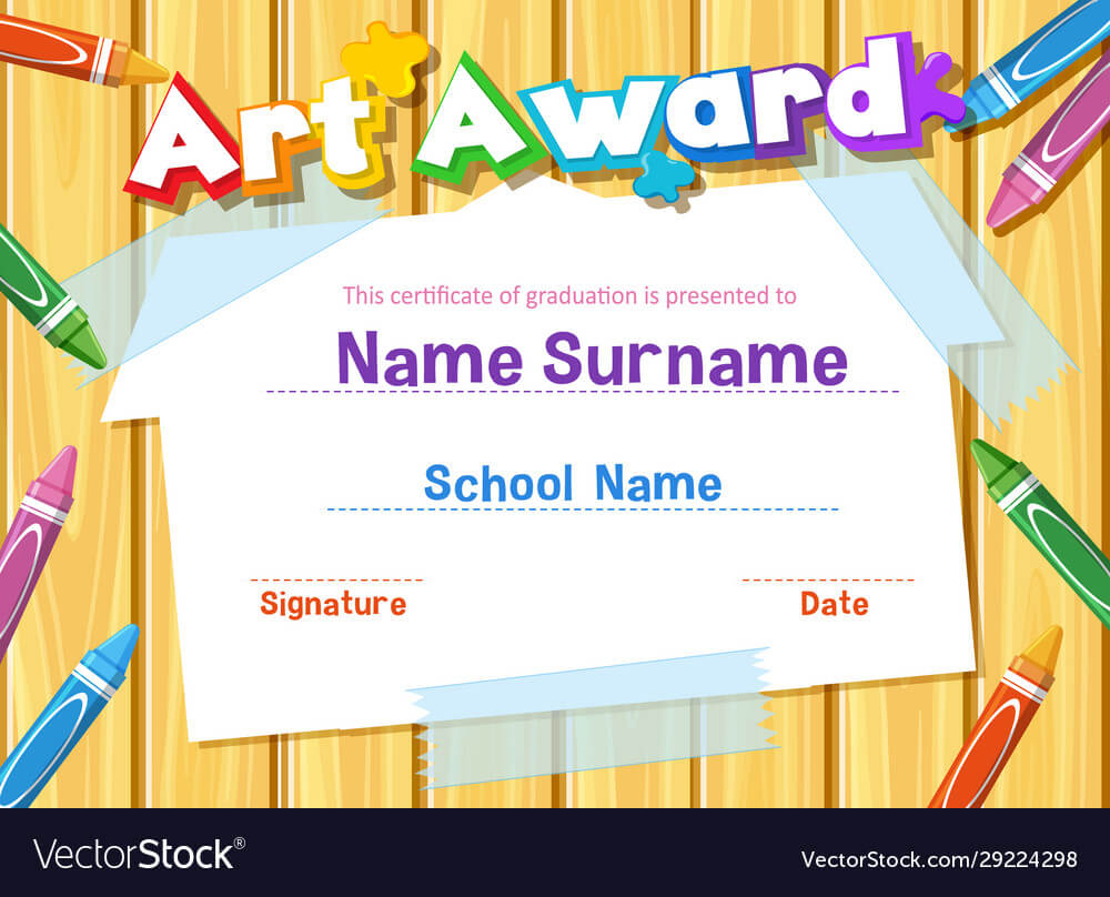 Certificate Template For Art Award With Crayons Pertaining To Free Art Certificate Templates