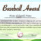 Certificate Template For Baseball Award Illustration Throughout Softball Award Certificate Template