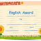 Certificate Template For English Award Illustration Intended For Free Printable Blank Award Certificate Templates