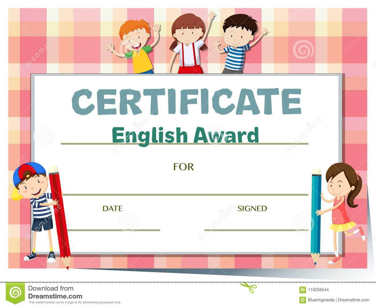 Certificate Template For English Award With Many Kids Stock In Math Certificate Template