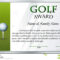Certificate Template For Golf Award Stock Vector pertaining to Golf Certificate Template Free