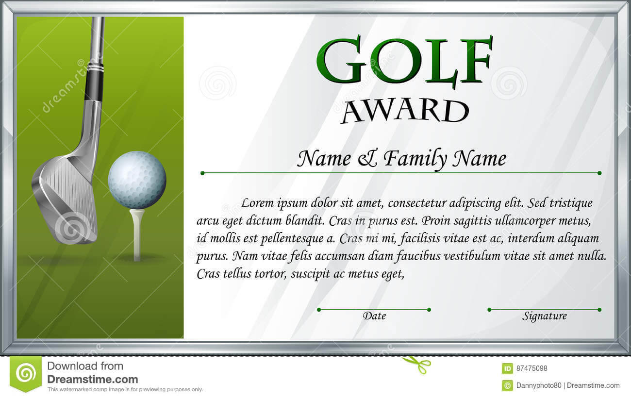 Certificate Template For Golf Award Stock Vector Regarding Golf Gift Certificate Template