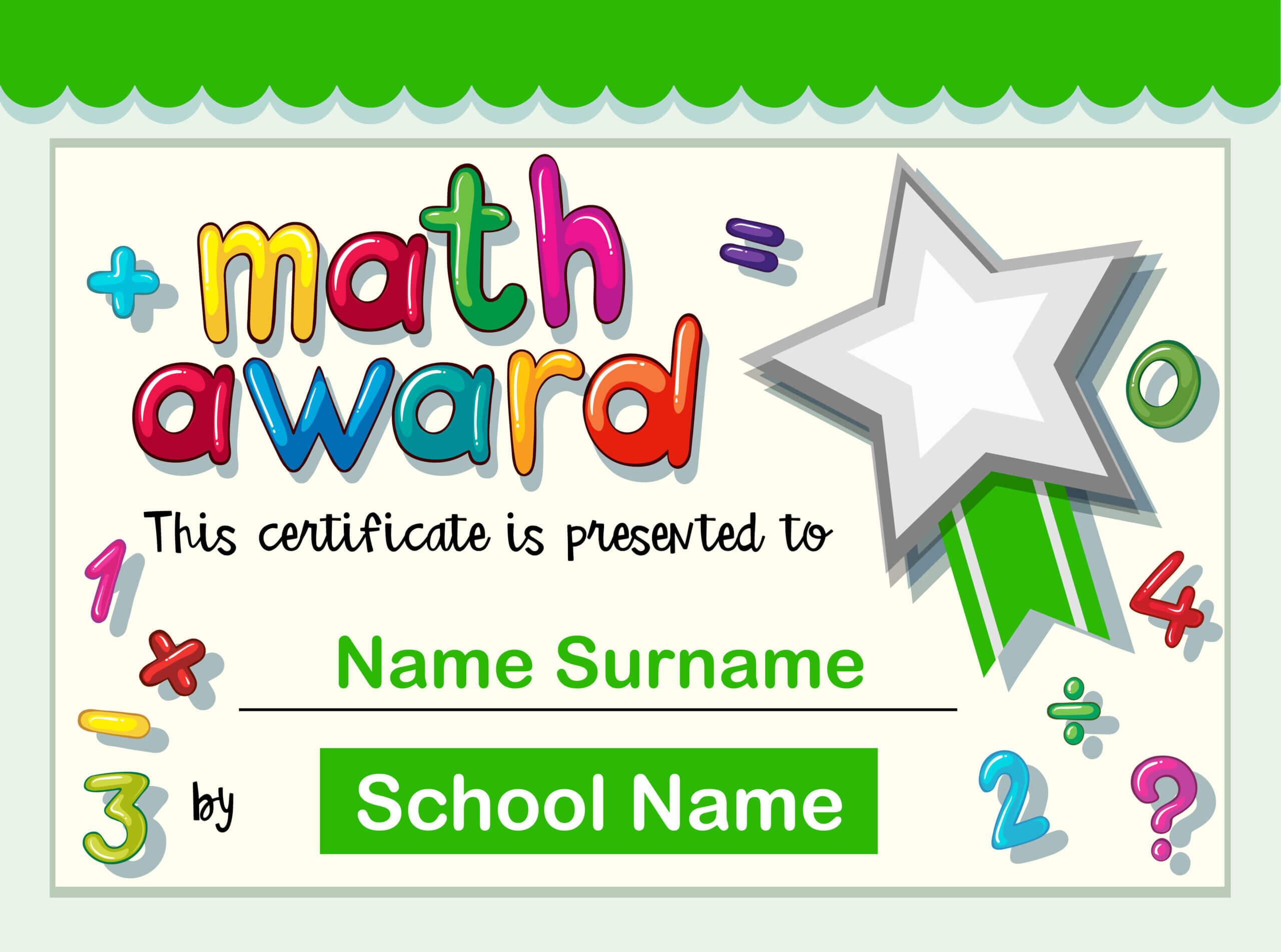Certificate Template For Math Award – Download Free Vectors In Star Award Certificate Template