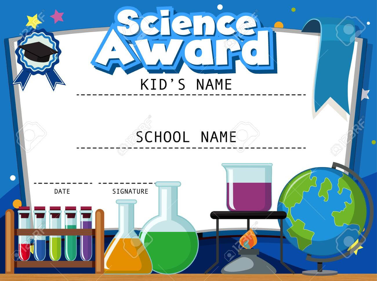 Certificate Template For Science Award With Science Equipments.. With Walking Certificate Templates