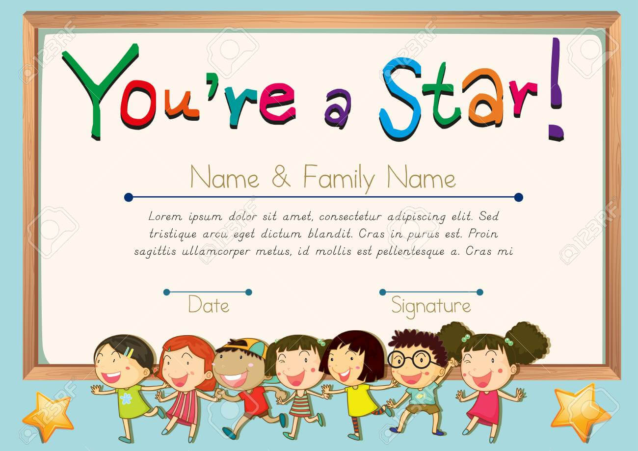 Certificate Template For Star Illustration With Star Naming Certificate