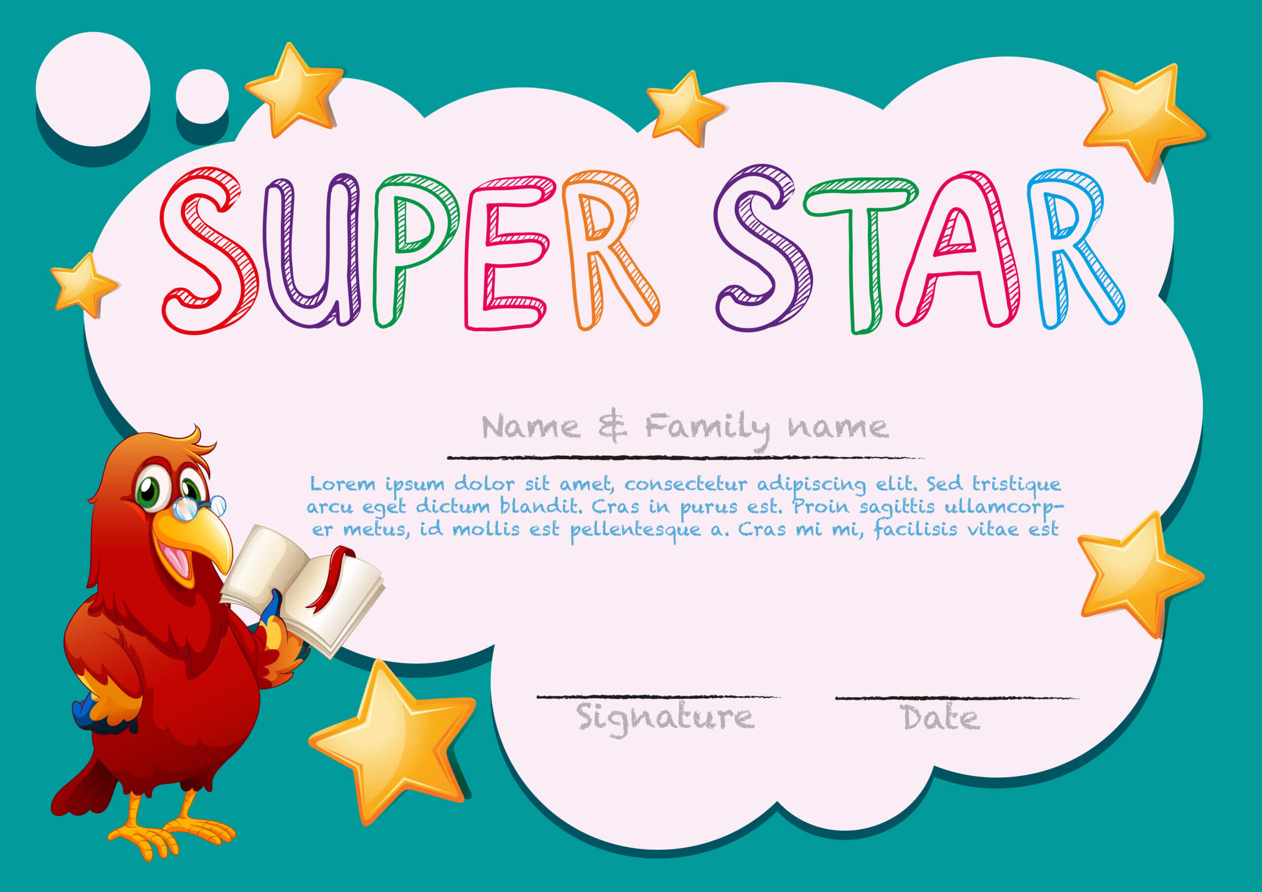 Certificate Template For Super Star – Download Free Vectors Inside Star Award Certificate Template