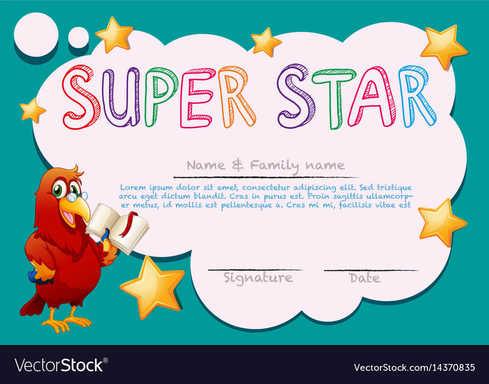 Certificate Template For Super Star For Star Of The Week Certificate Template