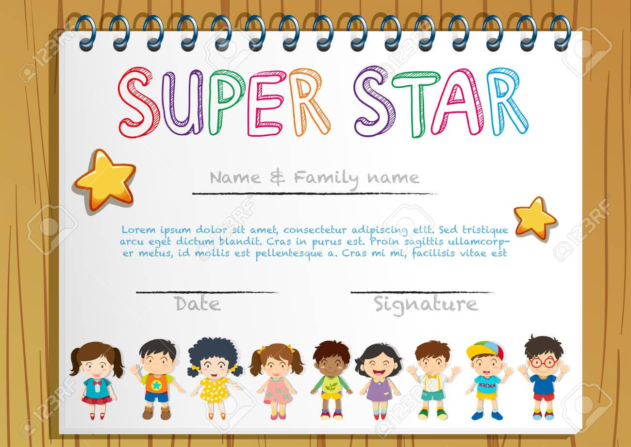 Certificate Template For Super Star Illustration Intended For Star Certificate Templates Free
