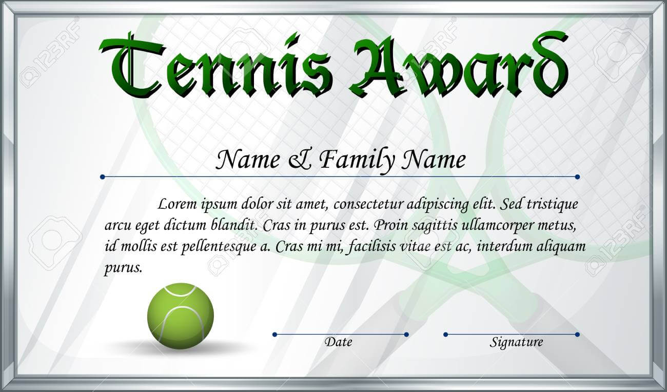 Certificate Template For Tennis Award Illustration Throughout Tennis Certificate Template Free