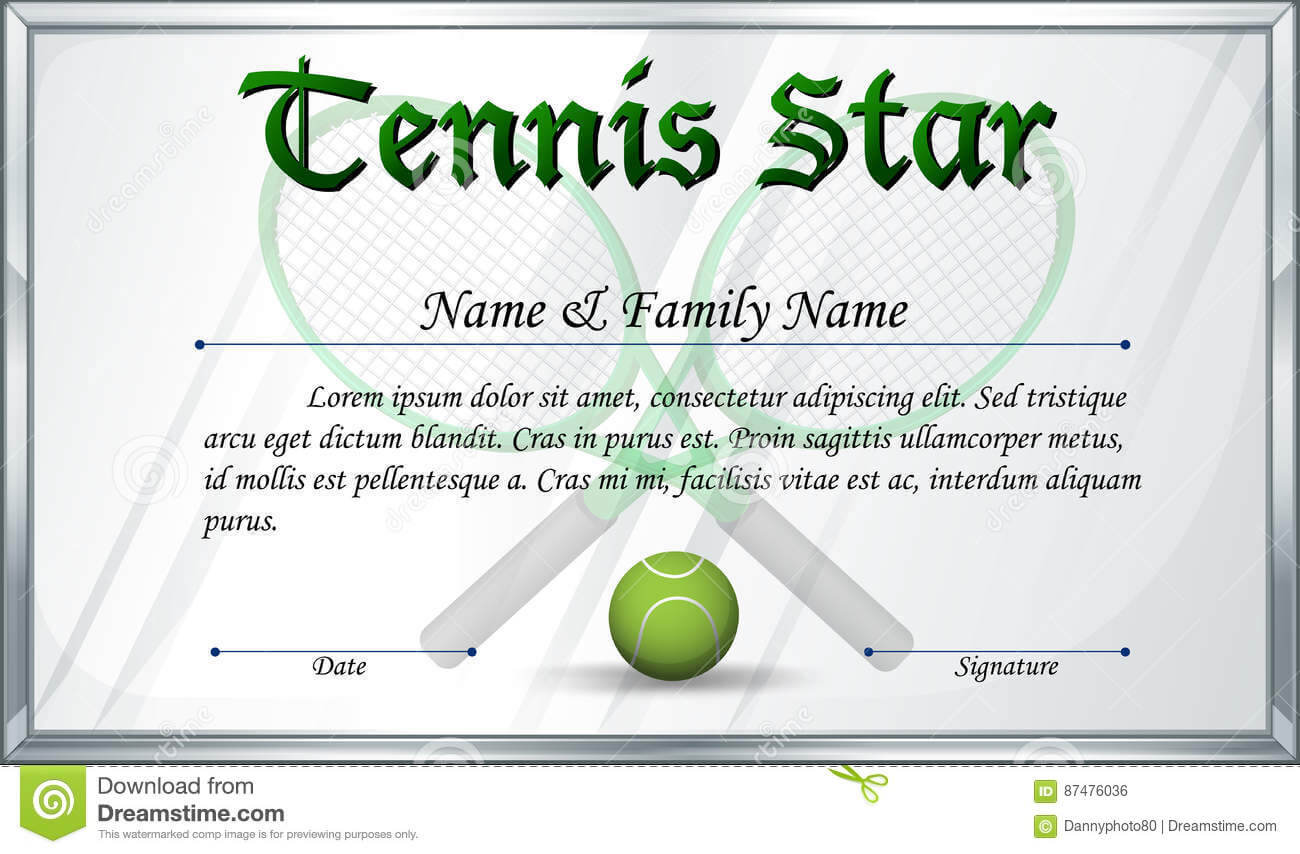 Certificate Template For Tennis Star Stock Vector Intended For Softball Certificate Templates