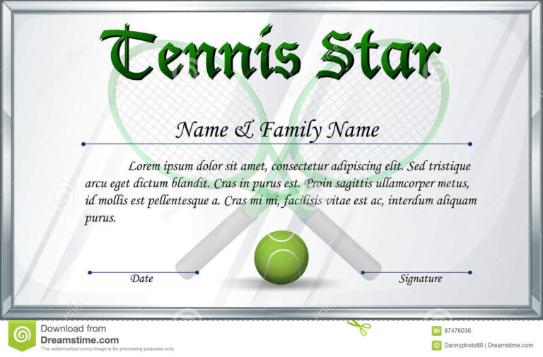 Tennis Gift Certificate Template