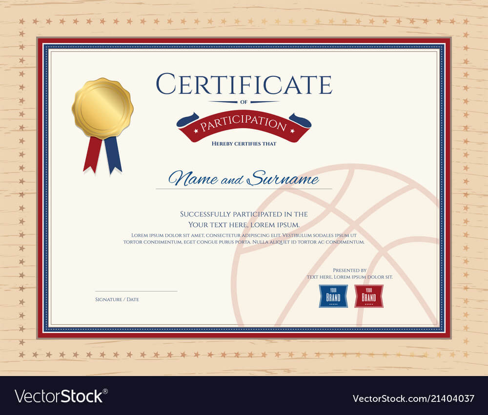 Certificate Template In Basketball Sport Theme Vector Image throughout