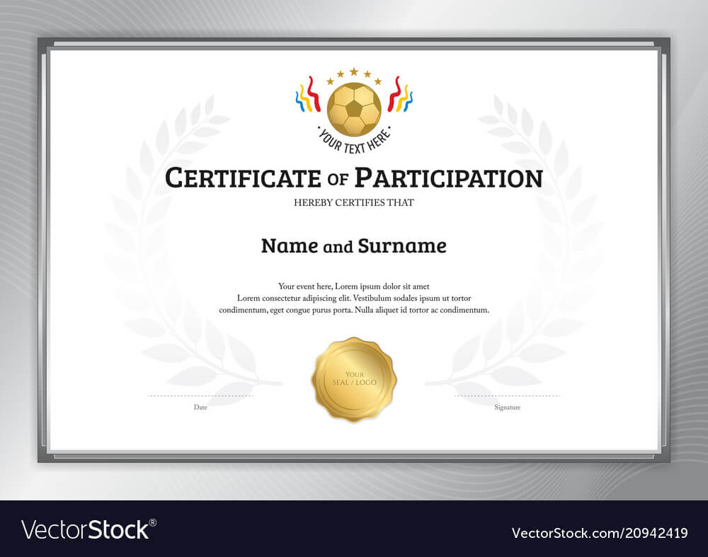 Certificate Template In Football Sport Theme With For Football Certificate Template