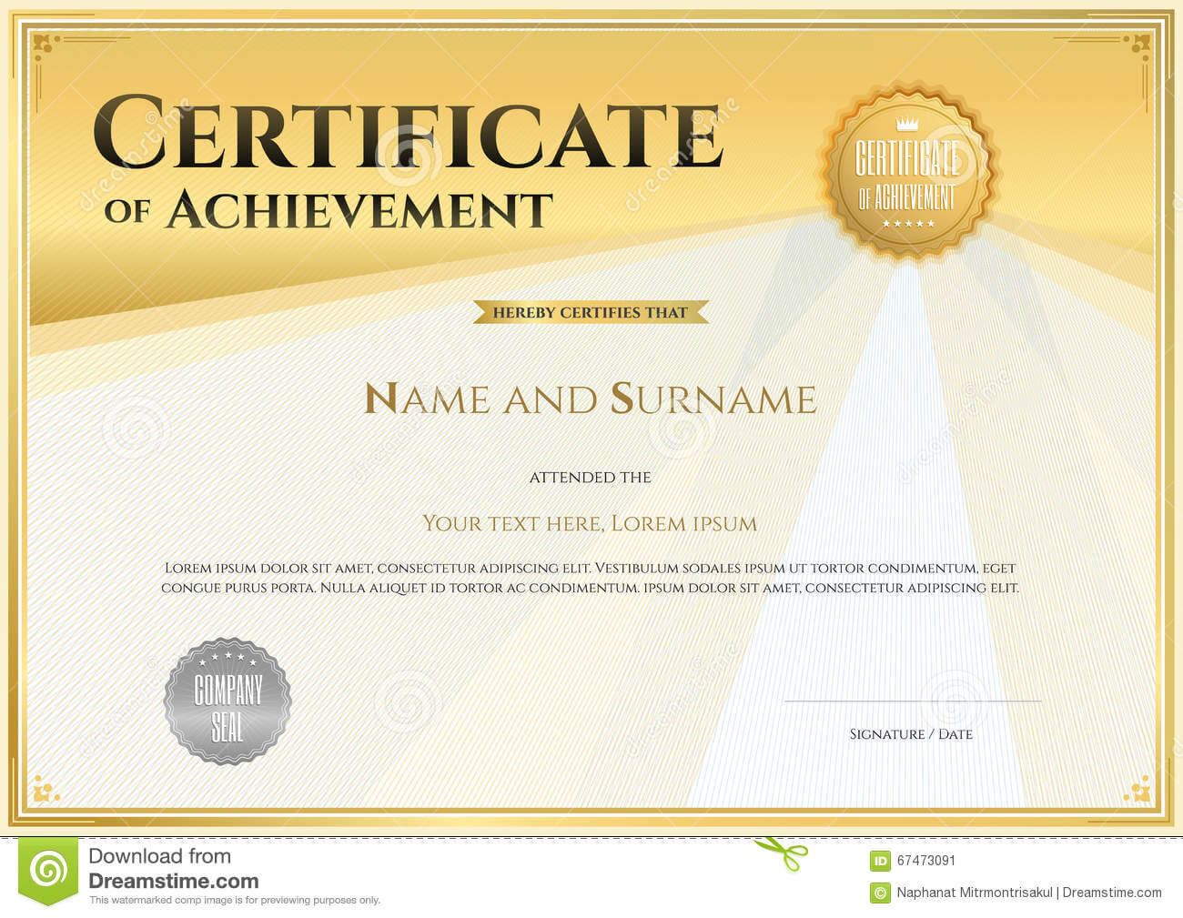 Certificate Template In Vector For Achievement Graduation Intended For Sales Certificate Template
