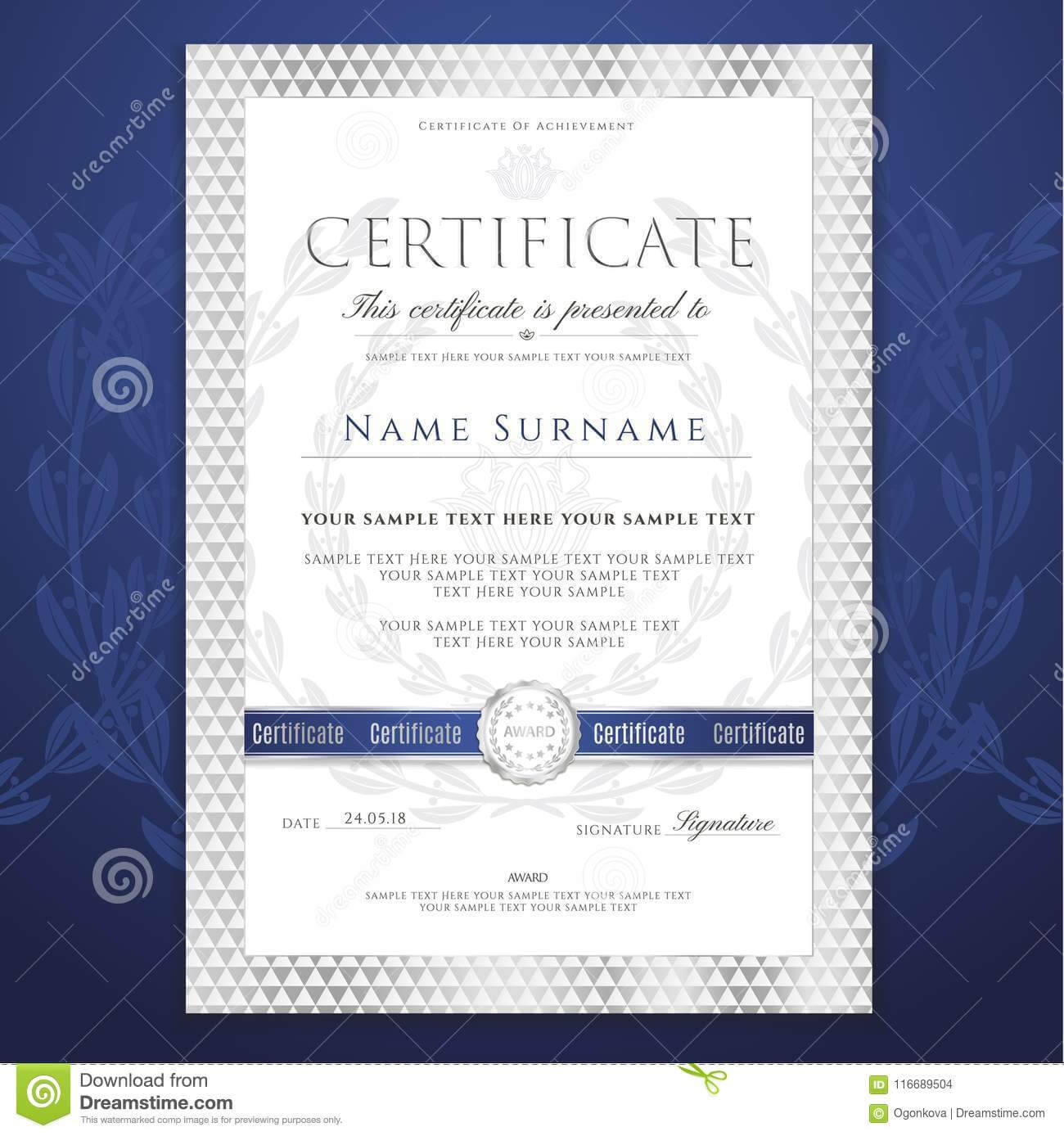 Certificate Template. Printable / Editable Design For In Printable Certificate Of Recognition Templates Free