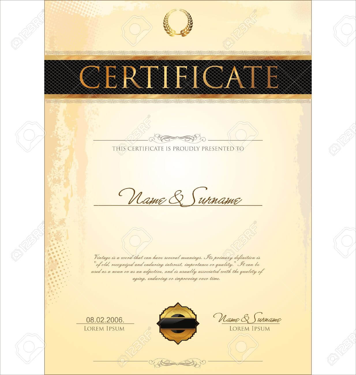 Certificate Template Throughout Free Stock Certificate Template Download