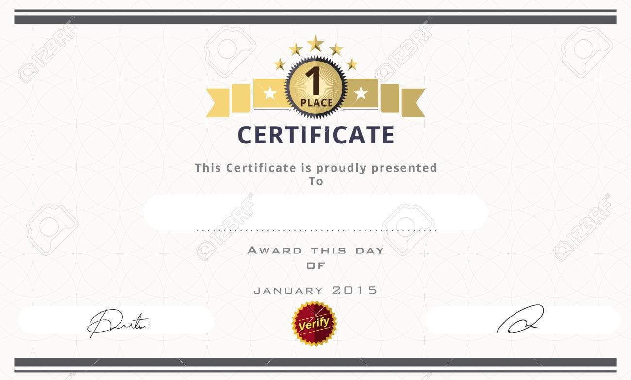 Certificate Template With First Place Concept. Certificate Border.. With First Place Award Certificate Template