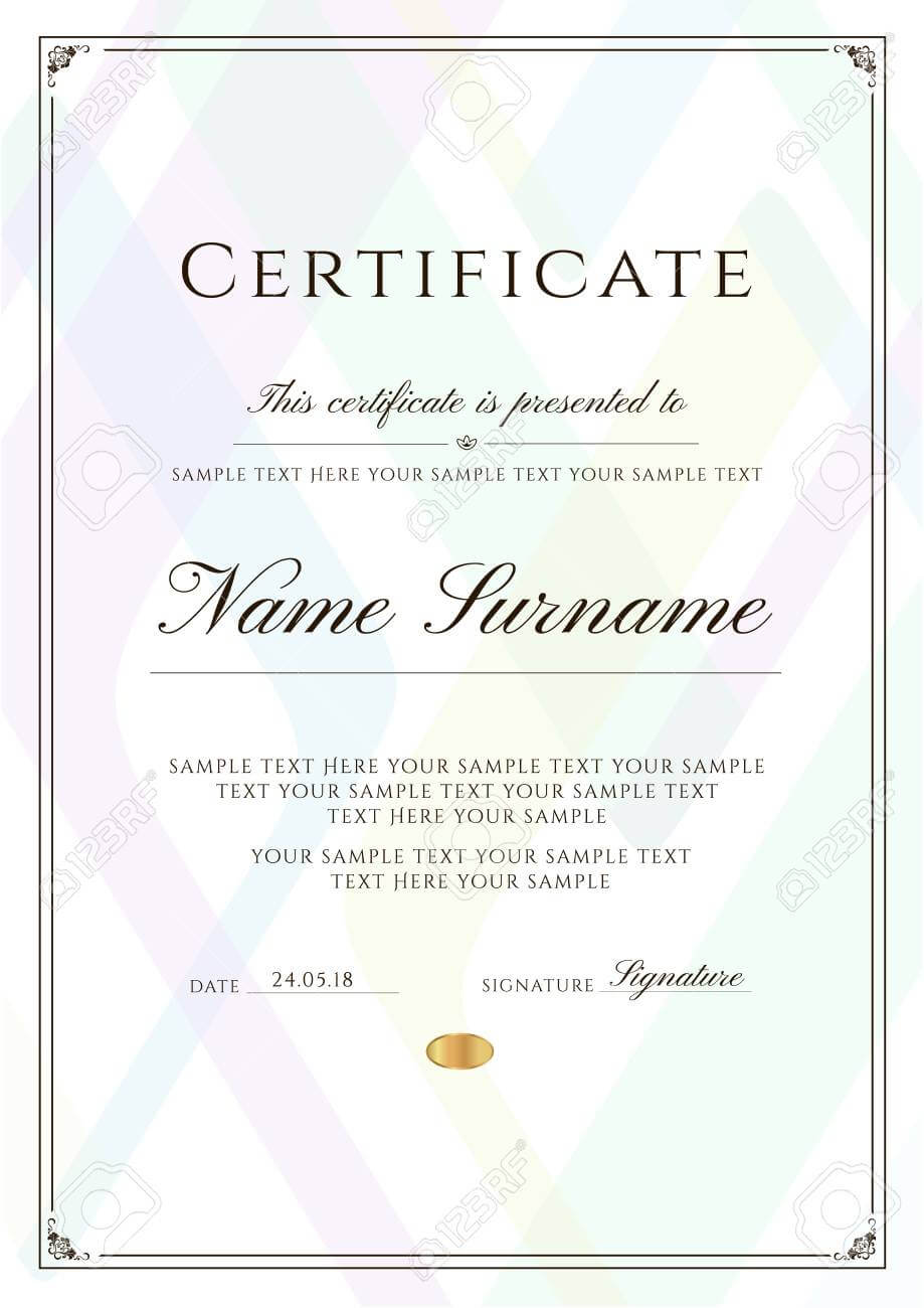 Certificate Template With Frame Border And Pattern. Design For.. In Sample Award Certificates Templates