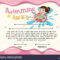 Certificate Template With Girl Swimming Illustration Stock Within Swimming Award Certificate Template