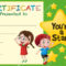Certificate Template With Kids And Stars Illustration For Running Certificates Templates Free
