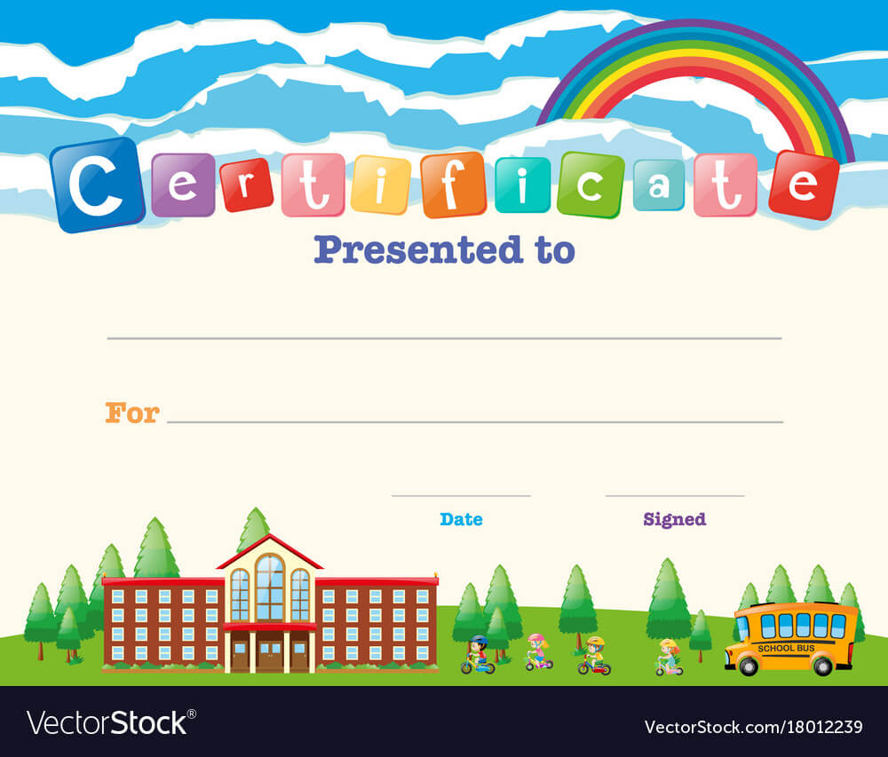 Certificate Template With Kids At School Pertaining To Certificate Templates For School