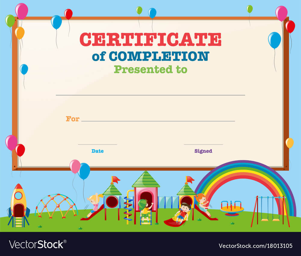 Certificate Template With Kids In Playground Intended For Free Printable Certificate Templates For Kids