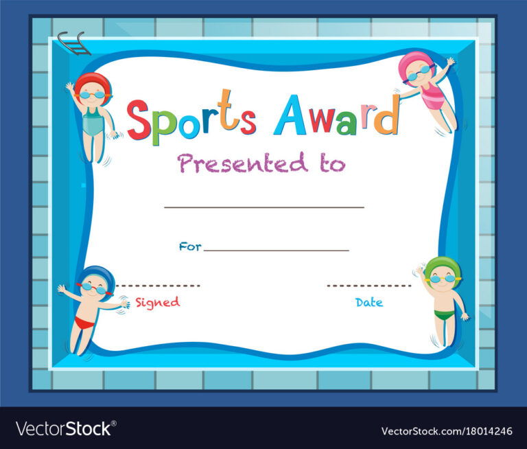 Certificate Template With Kids Swimming throughout Sports Day