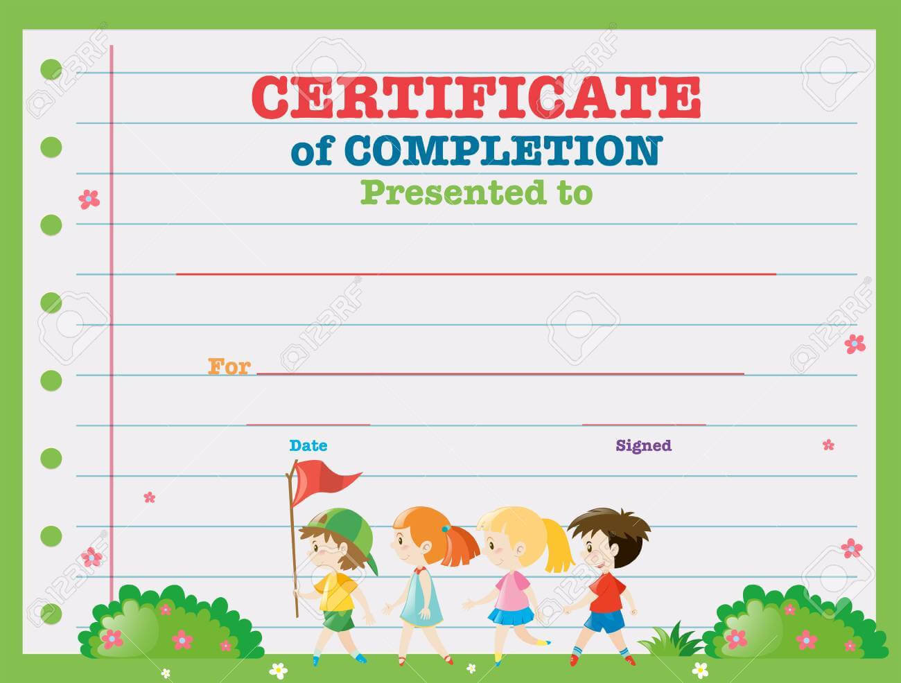 Certificate Template With Kids Walking In The Park Illustration In Walking Certificate Templates
