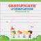 Certificate Template With Kids Walking In The Park Illustration Regarding Free Printable Certificate Templates For Kids