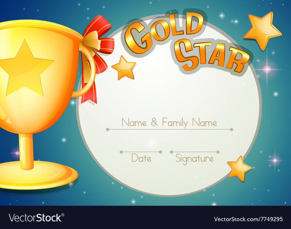 Certificate Template With Trophy And Stars Within Star Of The Week Certificate Template