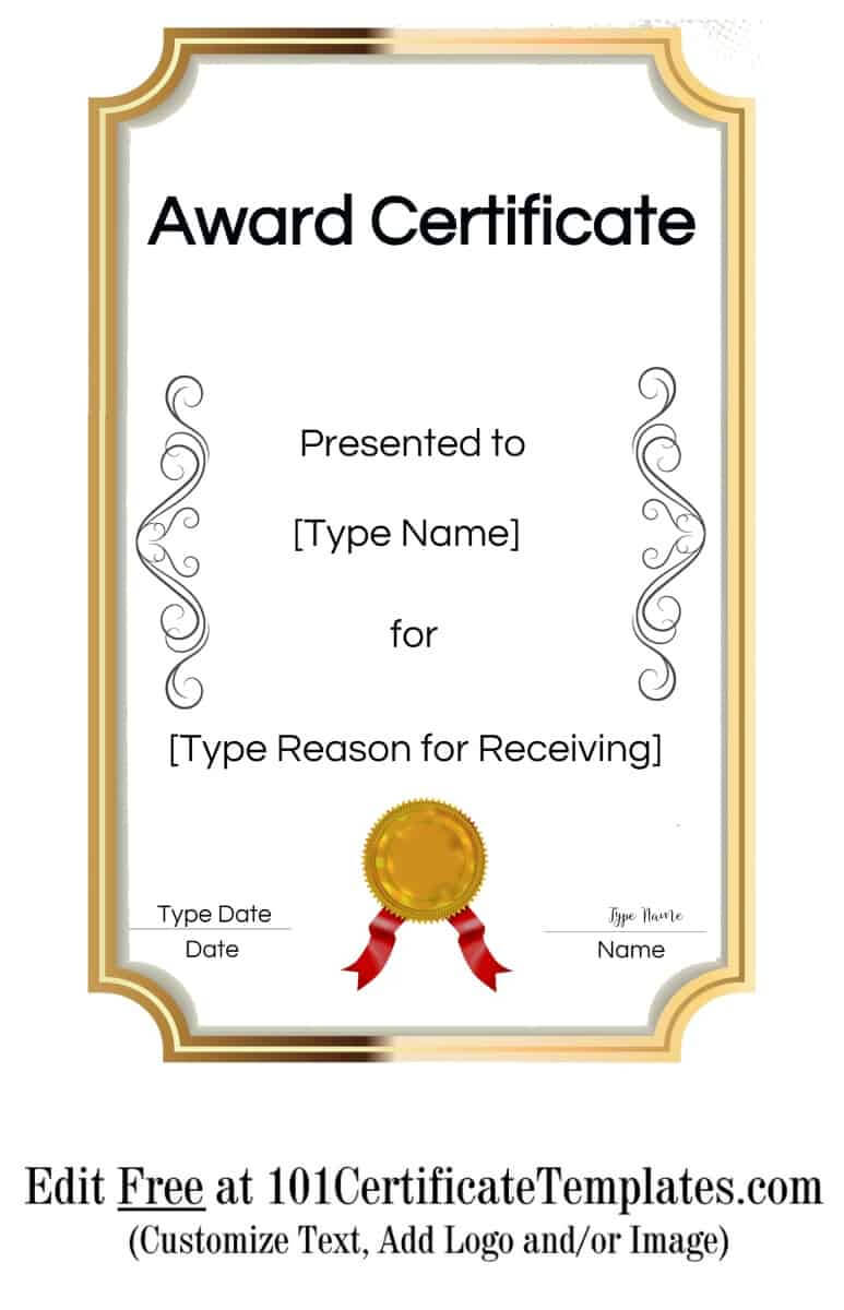 Certificate Templates With Sample Award Certificates Templates