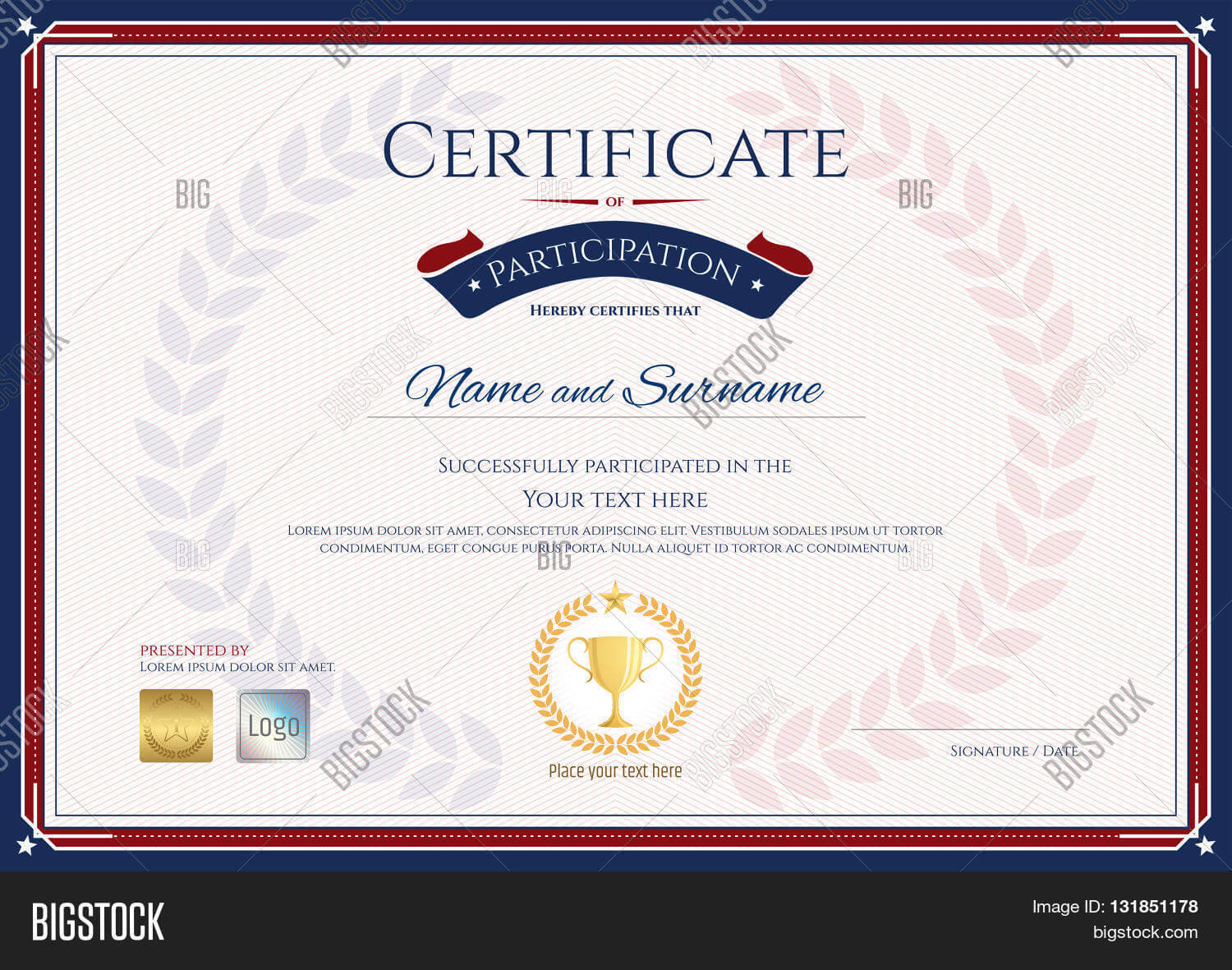 Certificate Vector & Photo (Free Trial) | Bigstock For Certification Of Participation Free Template