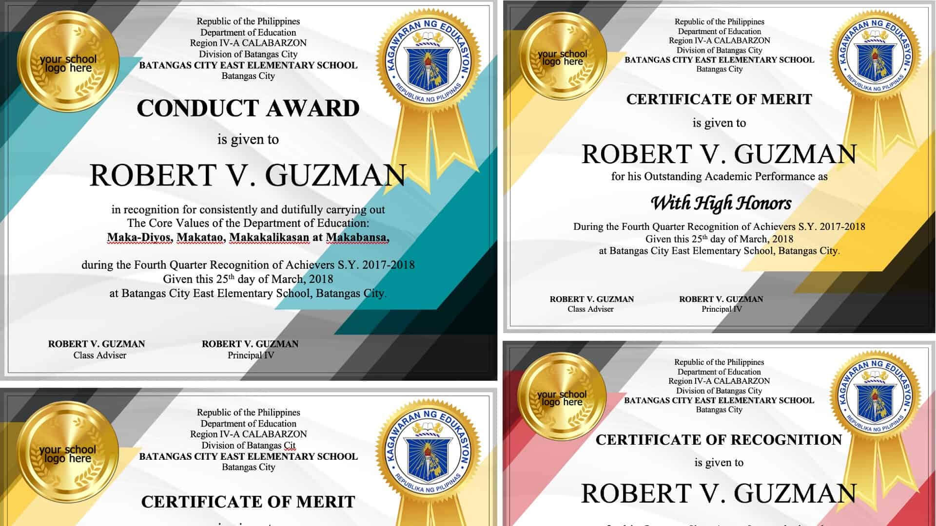 Deped Cert Of Recognition Template Certificates Editable Templates Free Download Deped